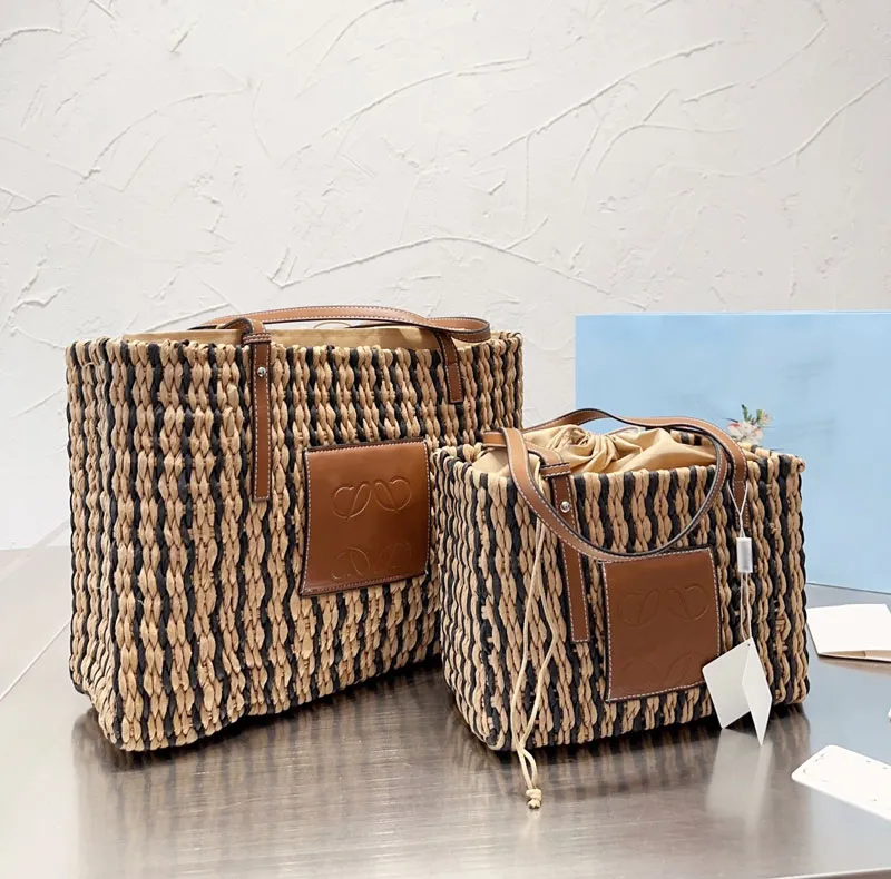 New 2023 Designer Straw Wicker Tote Bag Knitted Two Tone Shoulder Handbag For Casual Artwork And Sac Grass Crochet From Child089 39.67 DHgate.Com
