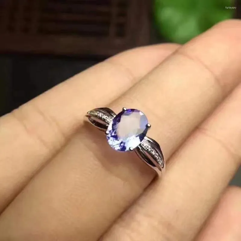 Bagues en grappe Pierres précieuses de tanzanite de luxe naturel et réel pour les femmes Solide 925 Sterling Silver Fine Jewelry Bague de fiançailles pour femmes