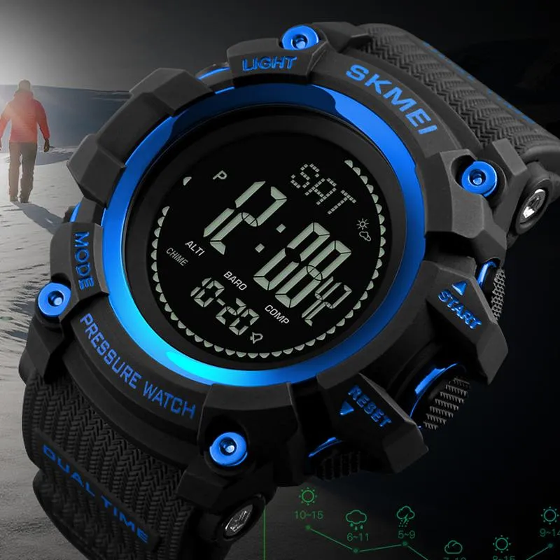 Нарученные часы Skmei Men Sports Watch Watch Compass Damess Compass The Alame Chrono Digital 30m водонепроницаемые Relogio Masculino