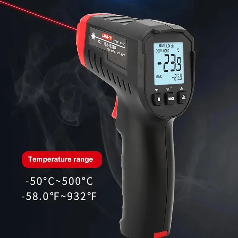 Cyfrowy termometr UT306S UT306C bezkontaktowy przemysłowy podczerwień miernik temperatury TEMPERATURA TEMPERATUR TEMPERATUR TEMPERATUR-50-500