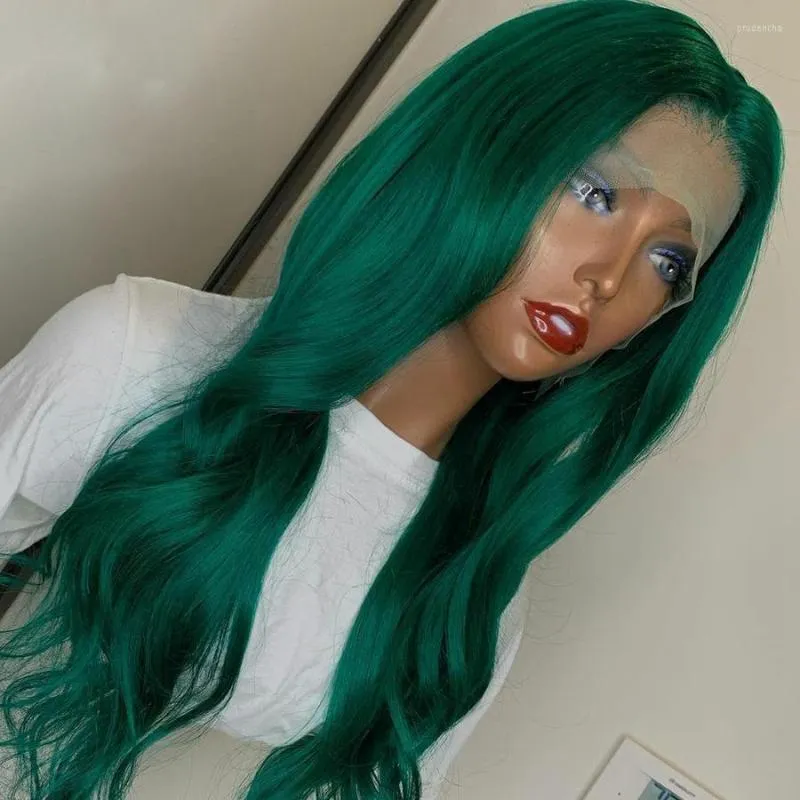 Inch European Human Hair Wig13x4/6 Lace Part Wig Green Long Body Wave For Black Women With Baby