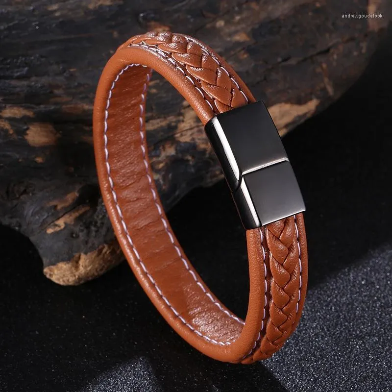 Red Braided Leather Mens Leather Charm Bracelet With Metal Magnetic Buckle For Men Punk Style Wrist Band FR1281 From Andrewgoudelock 10.85 DHgate.Com