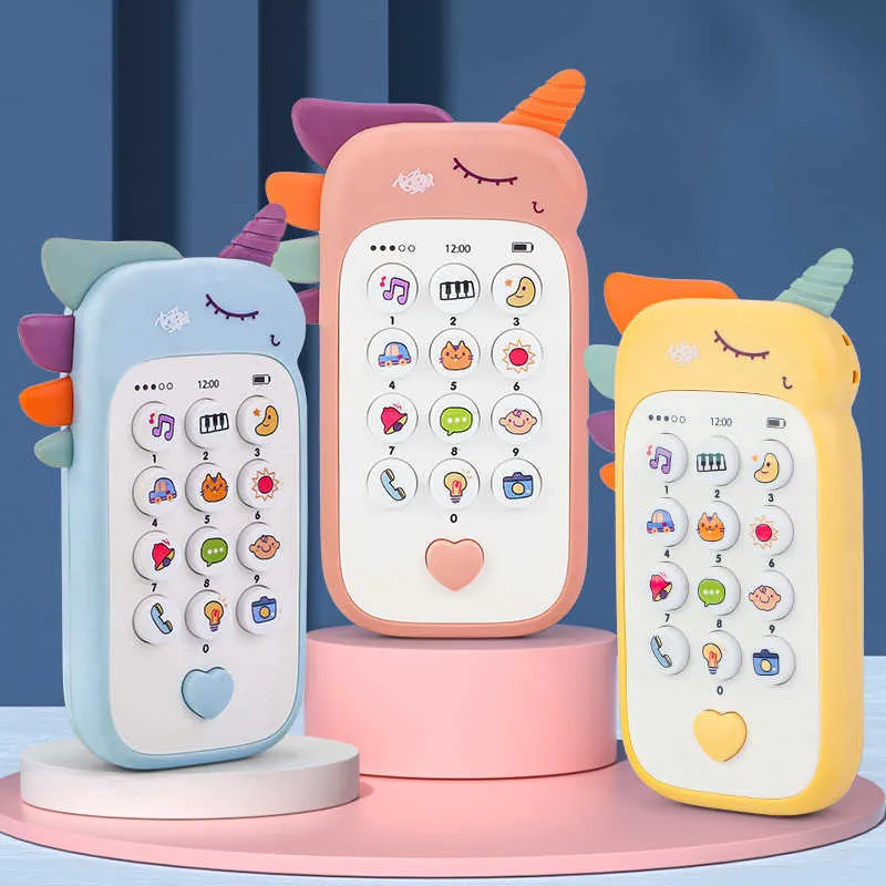 Leksakstelefoner baby musik ljud telefon sovande leksaker med teether simulering leksaker telefon spädbarn tidig pedagogisk leksak barn gåvor