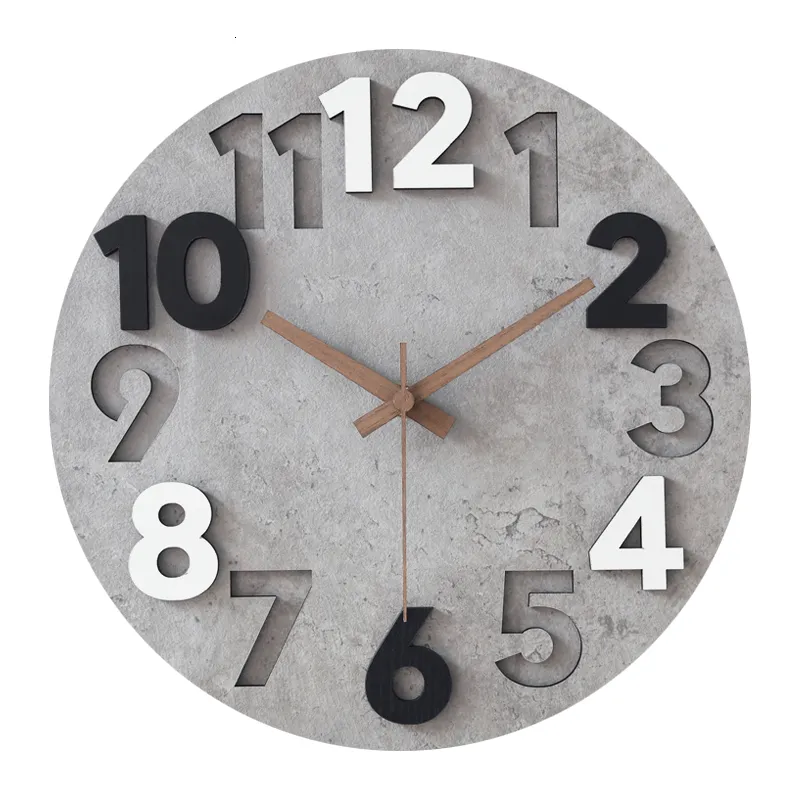 Relógios de parede modernos relógios de parede 3d mecanismo de relógio de madeira arte silenciosa relógios de luxo de parede decoração de casa sala de estar zegar scienny presente fz322 230323