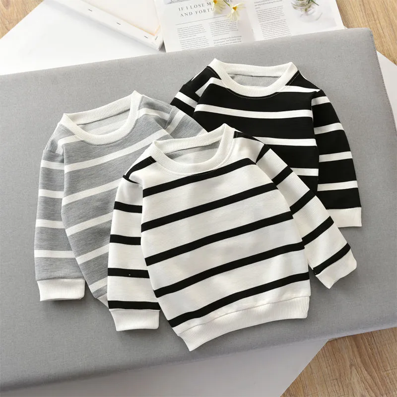 Kids Shirts 1 5 Years Spring Fall T shirt Striped Long Sleeve Pullovers Baby Clothes Toldder Bottoming For Boys Girls 230323