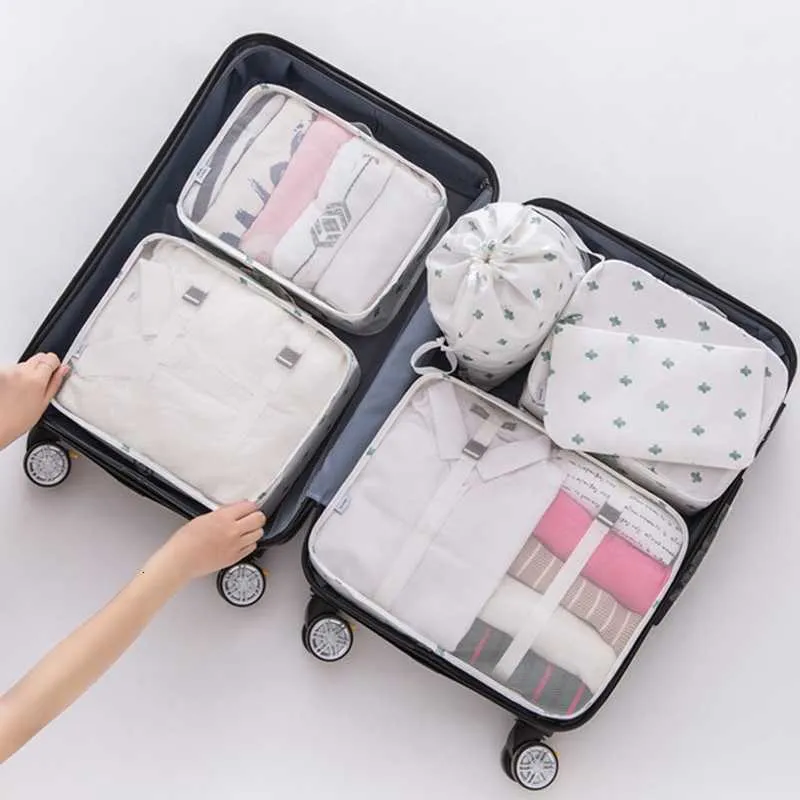 Cube organisateur 6/pièce, ensemble de vêtements, système de voyage, sac Portable, ensembles de tri, fourre-tout à bagages, emballage étanche, poche bien rangée Durable