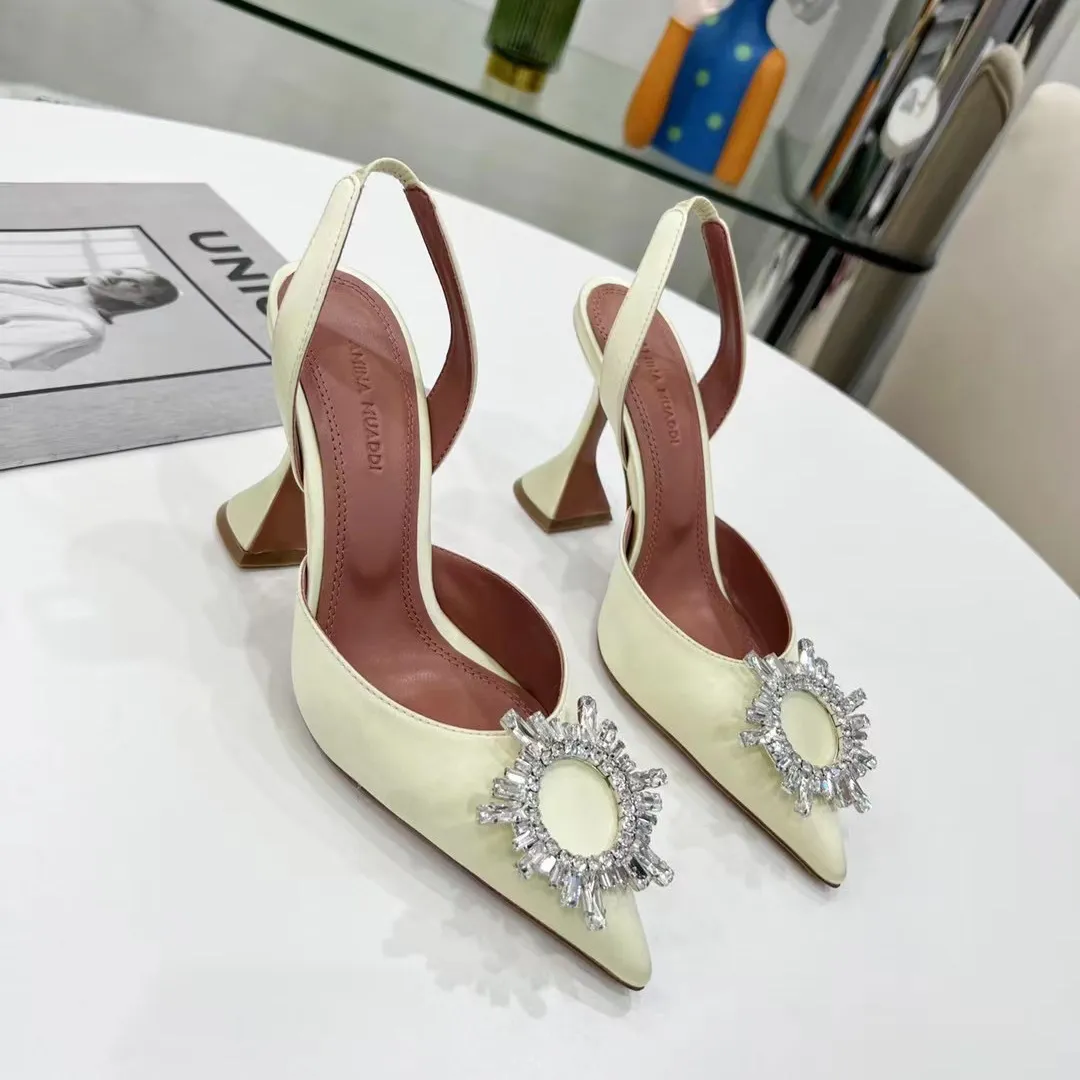 Amina Muaddi Begum Crystal Embellished Slingback Sandals With Stain ...