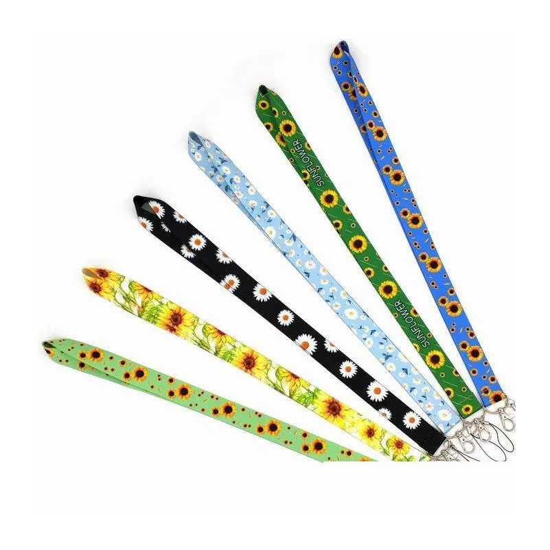 Handy-Riemen Charms Sunflower Lanyard für Schlüssel Mobile Strap Id Abzeichen Halter Seil Schlüsselbund DIY Zubehör Drop Lieferung Telefone Dhxhd