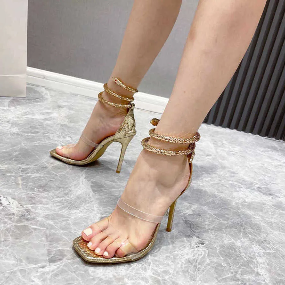 Large Size Female Sandal Comfort Shoes for Women High Heels Big Girls Stiletto Fashion Beige High-heeled Plastic PU Scandals PVC 230223