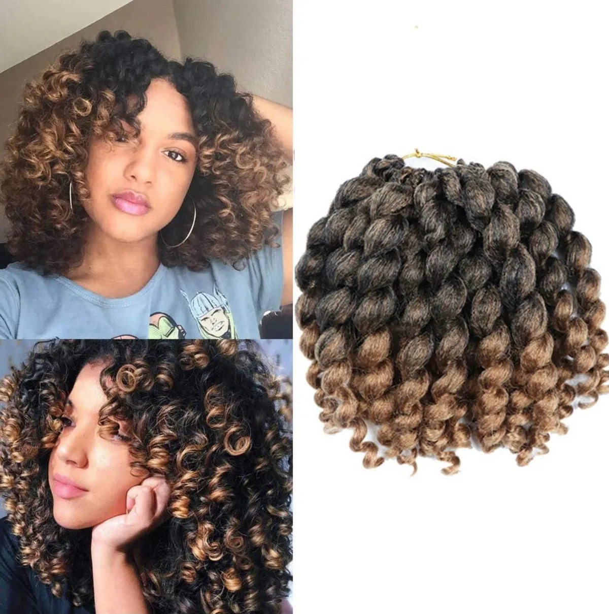 Cabelo de crochê cabelos pré-loopados de 8 polegadas Varinha saltada Curl Chave de crochê Extensões de cabelo sintéticas