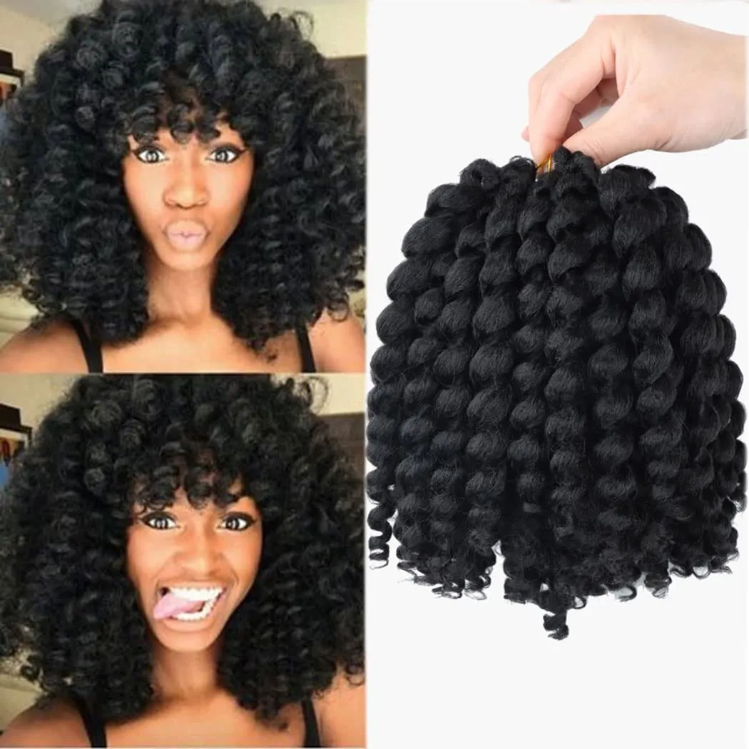 8 pouces fibre synthétique crochet cheveux ressort jamaïcain rebond baguette curl tresse