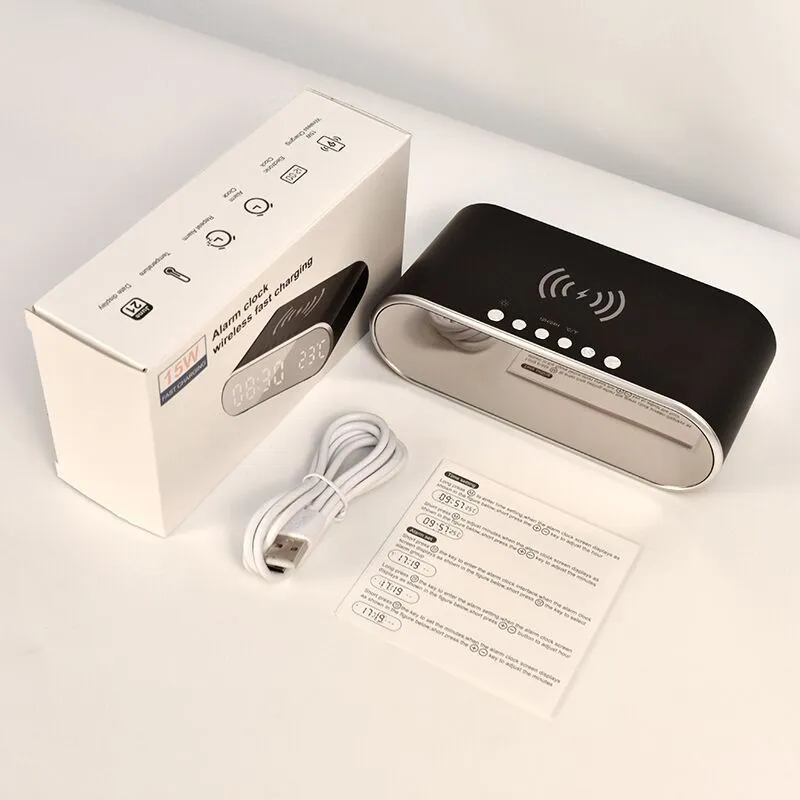 15W Wireless Charger with Alarm Clock Speaker Fast Charging Station for iPhone 11 12 13 14 s23 note 20