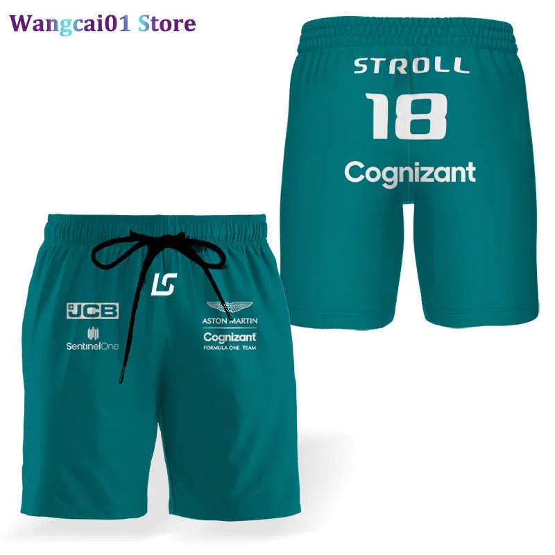 Wangcai01 Heren shorts 2023 Nieuw F1 -team Aston Martin Summer Shorts Formule 1 Racing -coureur Alonso Nieuw ontwerp Beach Pants Sports Pants 0323H23