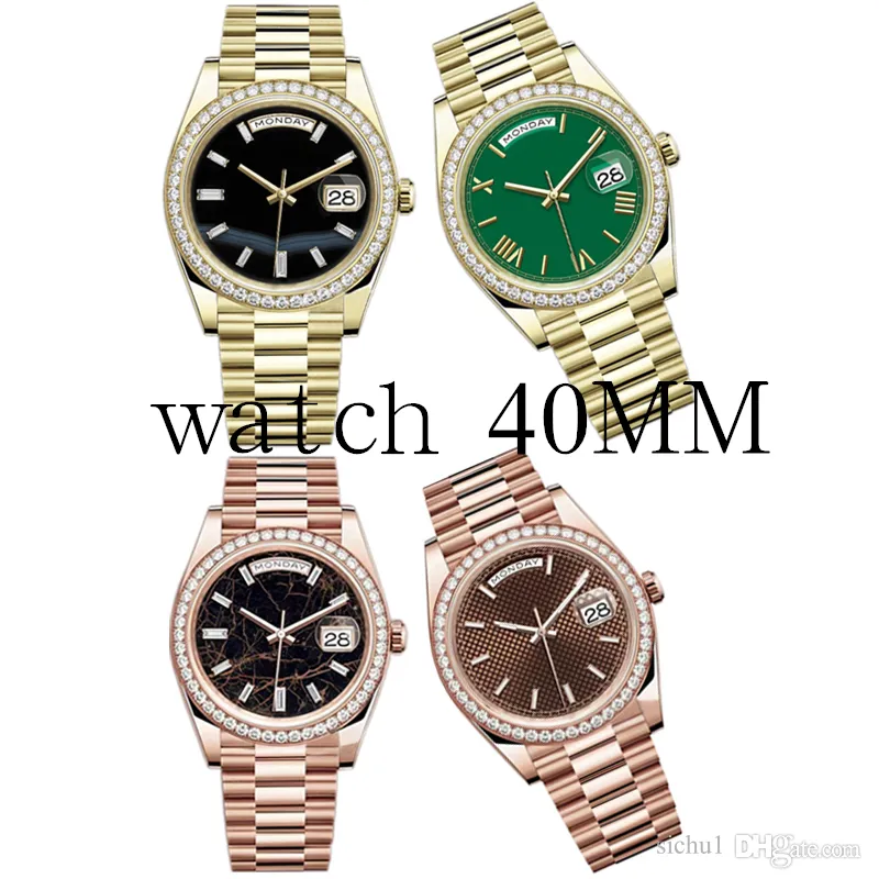 Horlog Erkekler Otomatik İzleme Mekanik İzleme 40mm Diamond Paslanmaz Çelik Yüzme İzleme Tasarımı Klasik Sapphire Glow Watch Business Leisure Montre De Luxe