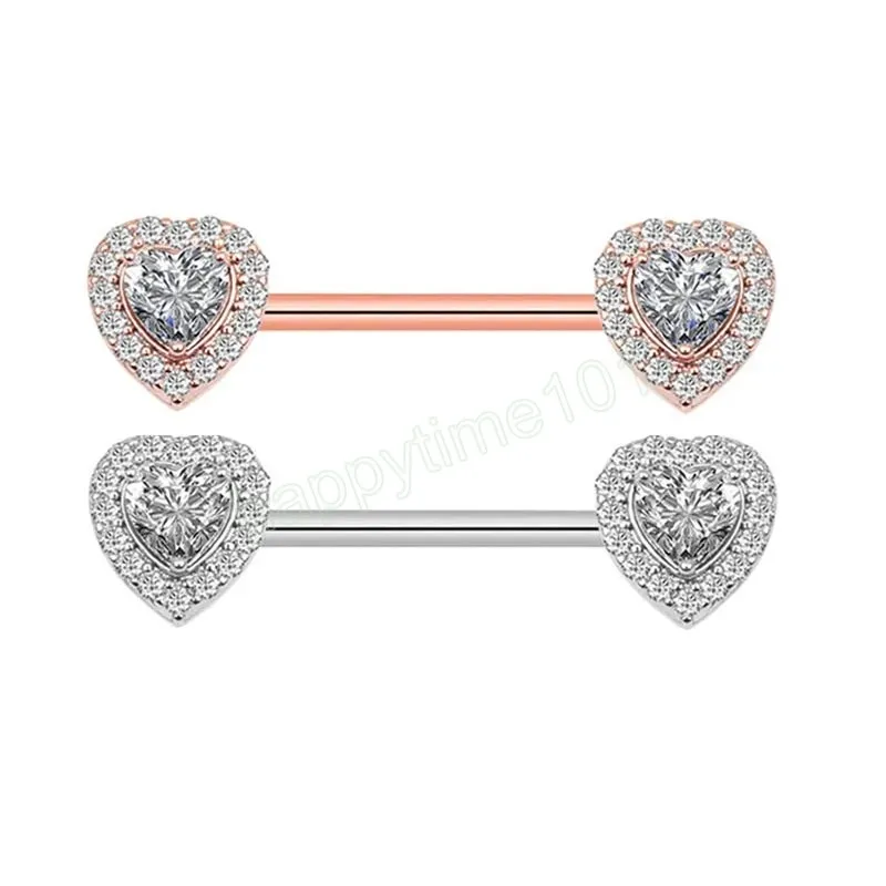 Zircon Heart Nipple Rings Cover Piercing Body Jewelry Bar Ring Skalbell Nipple Sexiga kvinnor