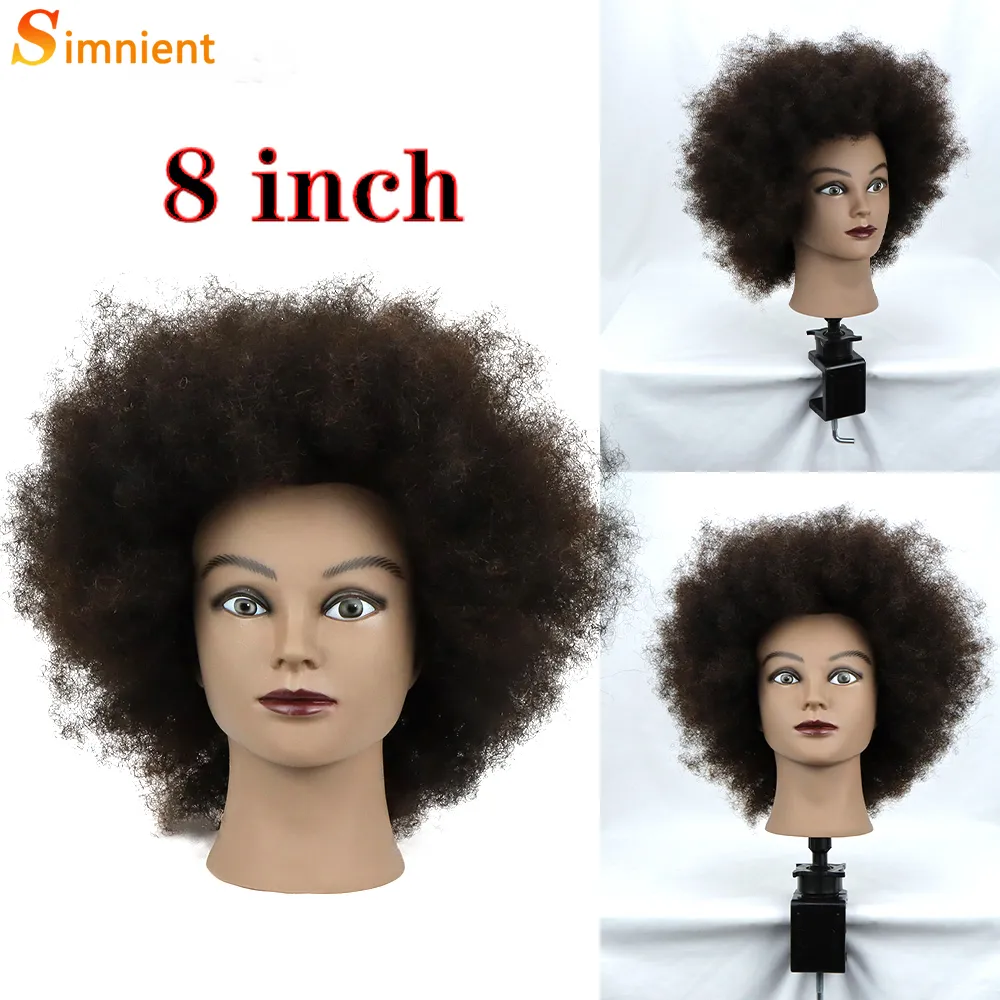 headdoll Afro Curly Mannequin Head with 100% Human Hair Curly Hair  Hairdresser Hair Styling Cosmetology Manikin Head Doll head for Hairdresser