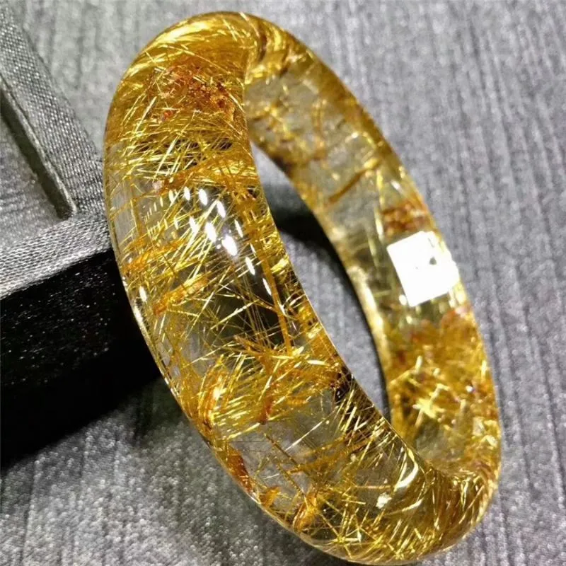 Bangle Genuine Natural Gold Rutilated Quartz Crystal Woman Inner Diameter 57mmBangleBangle