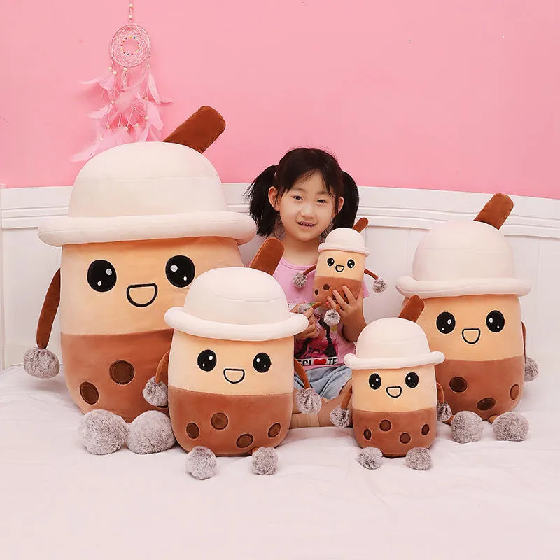 Hoge kwaliteit Big Size Bubble Boba Tea Cup Shaped Pillow gevuld pluche Soft Toy Milk Tea Cup Boba Plush Play Toy