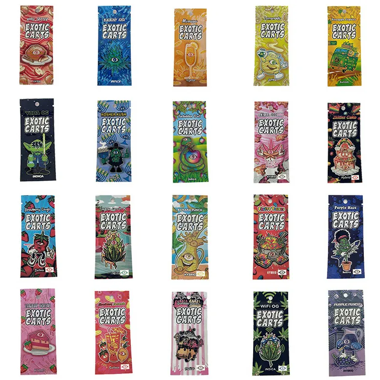 EXOTIC CARTS Mylar Bag Strawberry Shortcake Edibles Packing Bags VAPE
