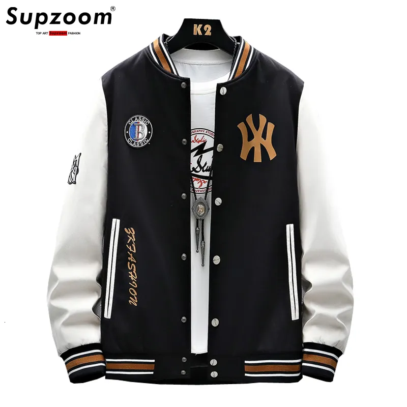 Vestes pour hommes Arrivée Automne Baseball Porter Étudiants Gros Adolescents Preppy Style Rib Manches Courtes Imprimer Bomber Veste Marque Vêtements 230323