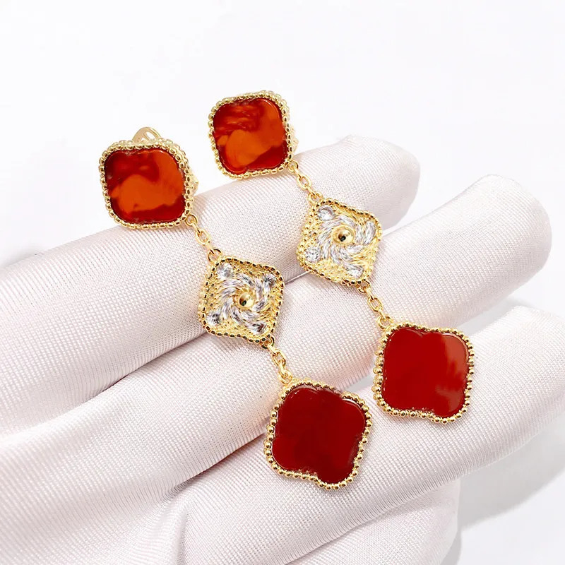 8 stile Lucky Four leaf Clover ciondola gli orecchini coreano Van Style Net Red Long Nappa Elegante cleef Women xs2g