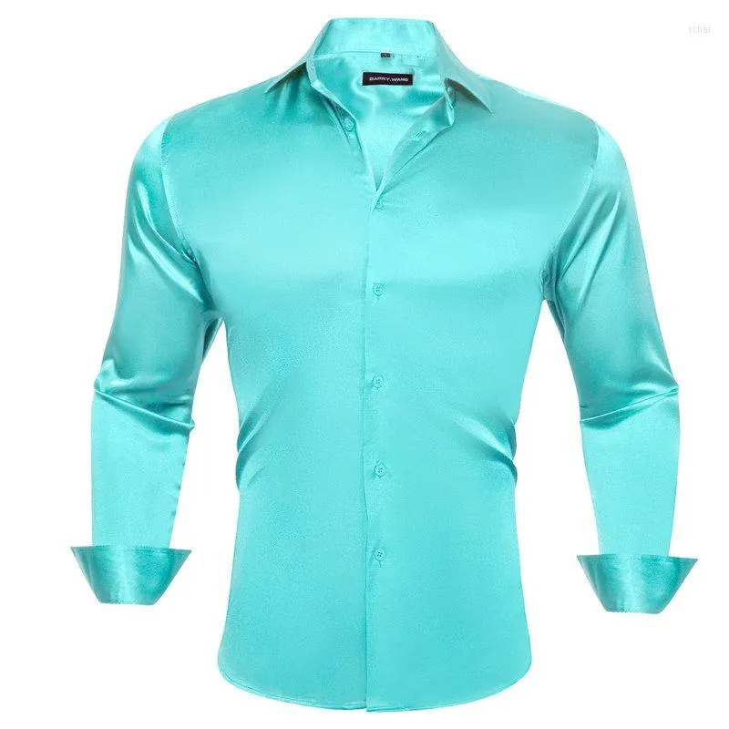 Camicie casual da uomo Camicia da uomo elegante Design classico in tessuto solido Moda verde acqua Colletto rovesciato Sposo Festa Matrimonio Busines Barry.Wang CY-532