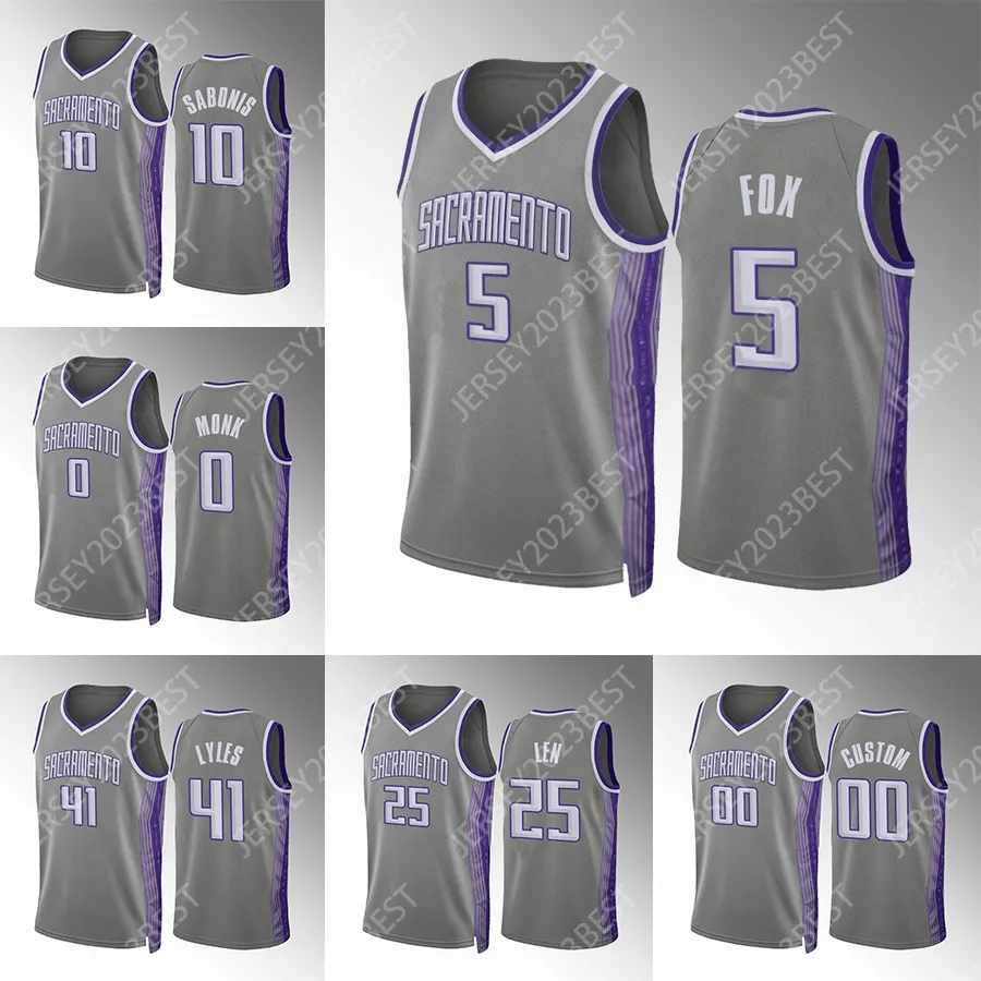 Custom Fox Barnes Basketball Jerseys Sabonis Holmes Mitchell Davis Len Huerter Lyles Metu Queta Ellis Murray Merrill