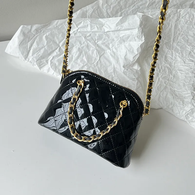 Bolsas de casca preto de couro de patente feminino