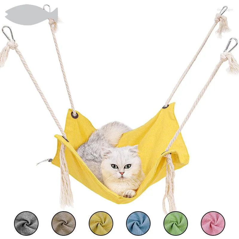 Cat Beds Six Colors Cotton Linen Pet Hanging Bearing 7kg Funny Swing In Cage Hammock Comfortable Bed Supplie