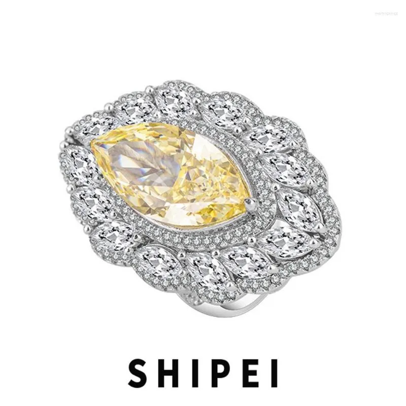 حلقات الكتلة Shipei 925 Sterling Silver Marquise Cut 9 18 Mm Aquamarine Citrine Pink Tapphire Gemstone Commice Women Gine Jewelry