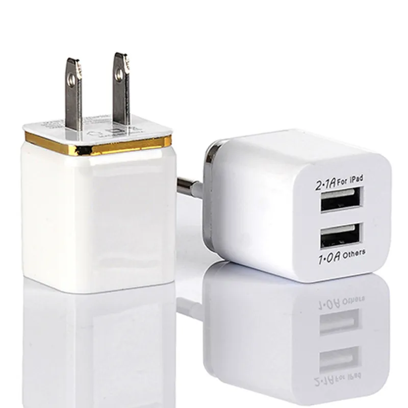 Chargeurs de téléphone portable de qualité supérieure 5V 2.1 1A Double USB AC Travel US Wall Charger Plug beaucoup de couleurs à choisir très populaire partout dans le monde fastshipping