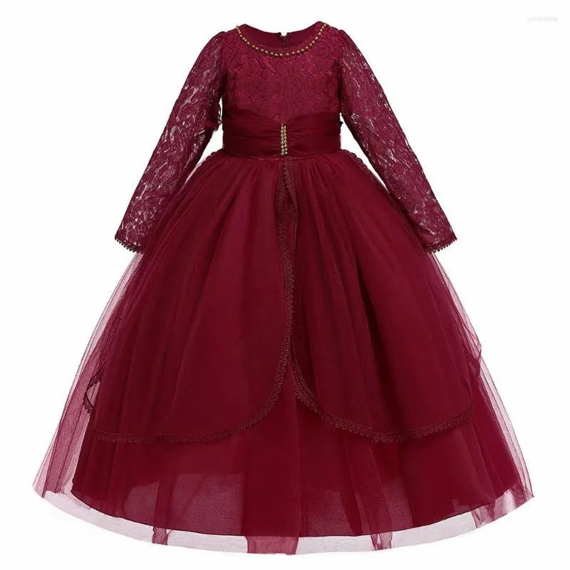 Vestidos de menina de 4 a 14 anos de adolescentes vestido de festas vermelhas para crianças para crianças Casamento Crianças Roupas de princesa Princip Vestidos