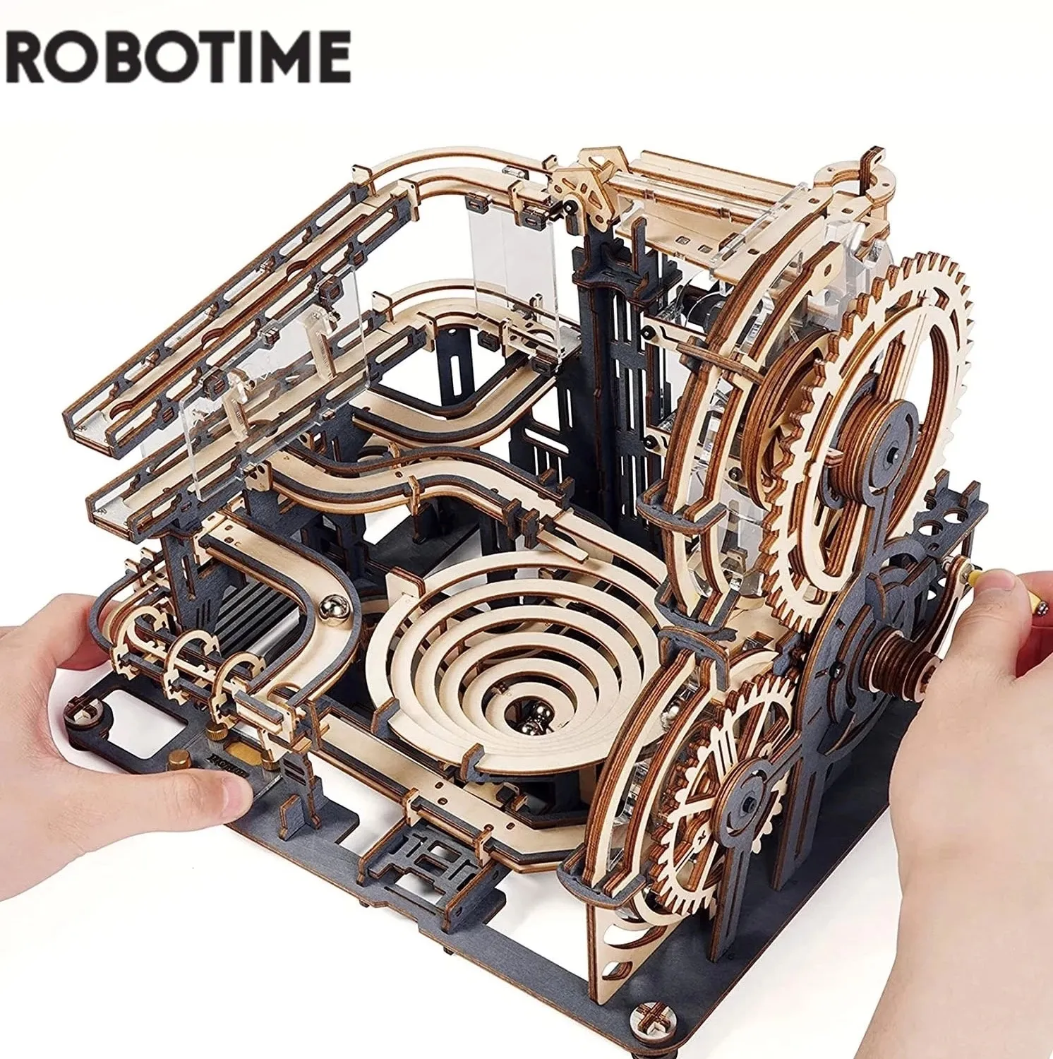 Blokkeren Robotime Rokr Marble Run Set 5 soorten 3D houten puzzel Diy Model Building Block Kits Assembly speelgoedcadeau voor tieners volwassen nachtstad 230322