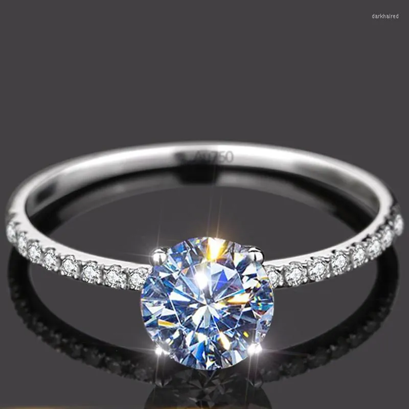 Bagues de grappe 14K Au585 or blanc femmes bague Moissanite diamants 1 2 3 4 5 ronde élégante fête de mariage fiançailles anniversaire