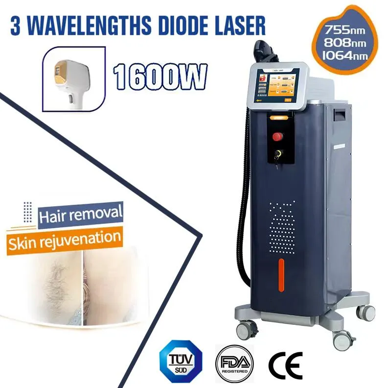 Utilisation clinique Épilation permanente Épilateur Diode Laser 755 808 1064nm Permanent Rapide Femmes Hommes Peaux Rajeunissement Pour Toutes Les Couleurs De Peau machine de beauté