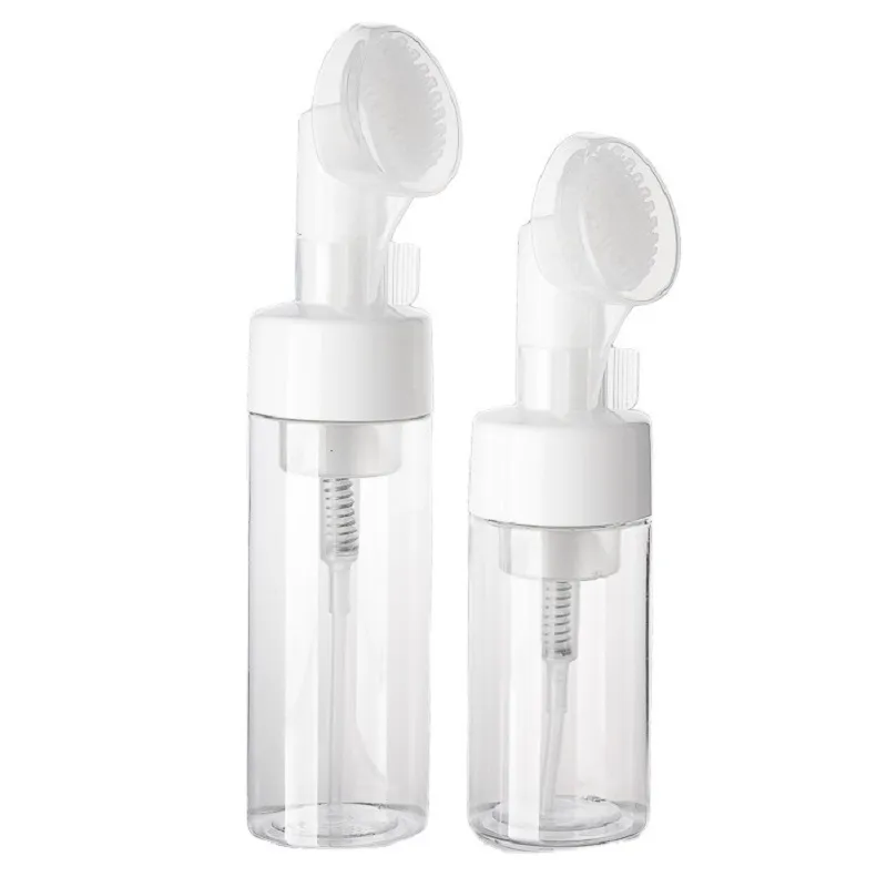 100ml Press massage scrub silicone brush head bottle facial cleanser mousse foaming bottles cosmetics packaging