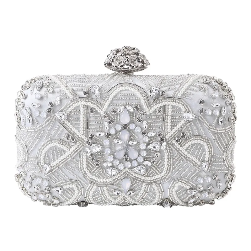 Sacs de soirée Argent cristal pochettes à la main perlée perle mariage pochette sac à main de luxe sacs à main femmes chaîne sacs à bandoulière bolsa feminina 230323