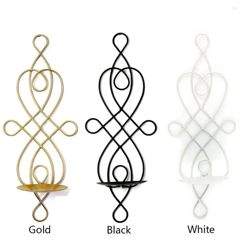 Candle Holders White Hanging Wall Wrought Iron Metal Holder Candlestick Tea Light Mounted Retro Home Decoration