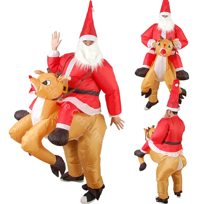 Theme Costume Adult Christmas Party Gingerbread Elk Deer Santa Claus Inflatable Cosplay Costume Dress Suits Disfraz Inflable De Papa Noel 230322