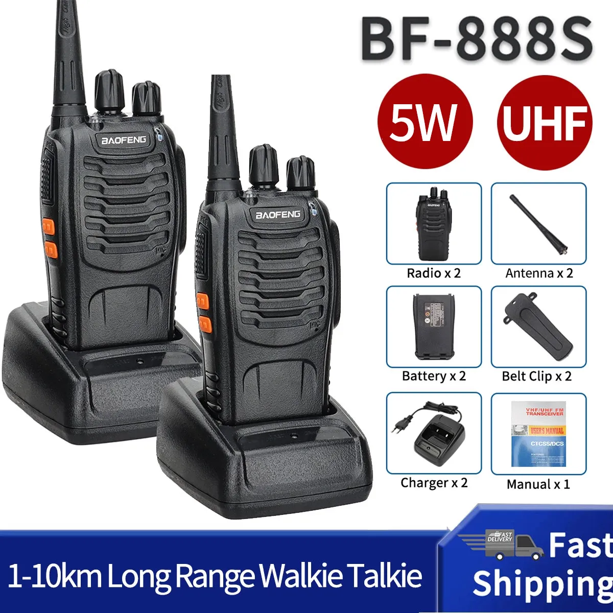 Talkie-walkie Baofeng BF 888S longue portée UHF 400 470MHz jambon Radio bidirectionnelle Comunicador émetteur-récepteur pour el camping 230323