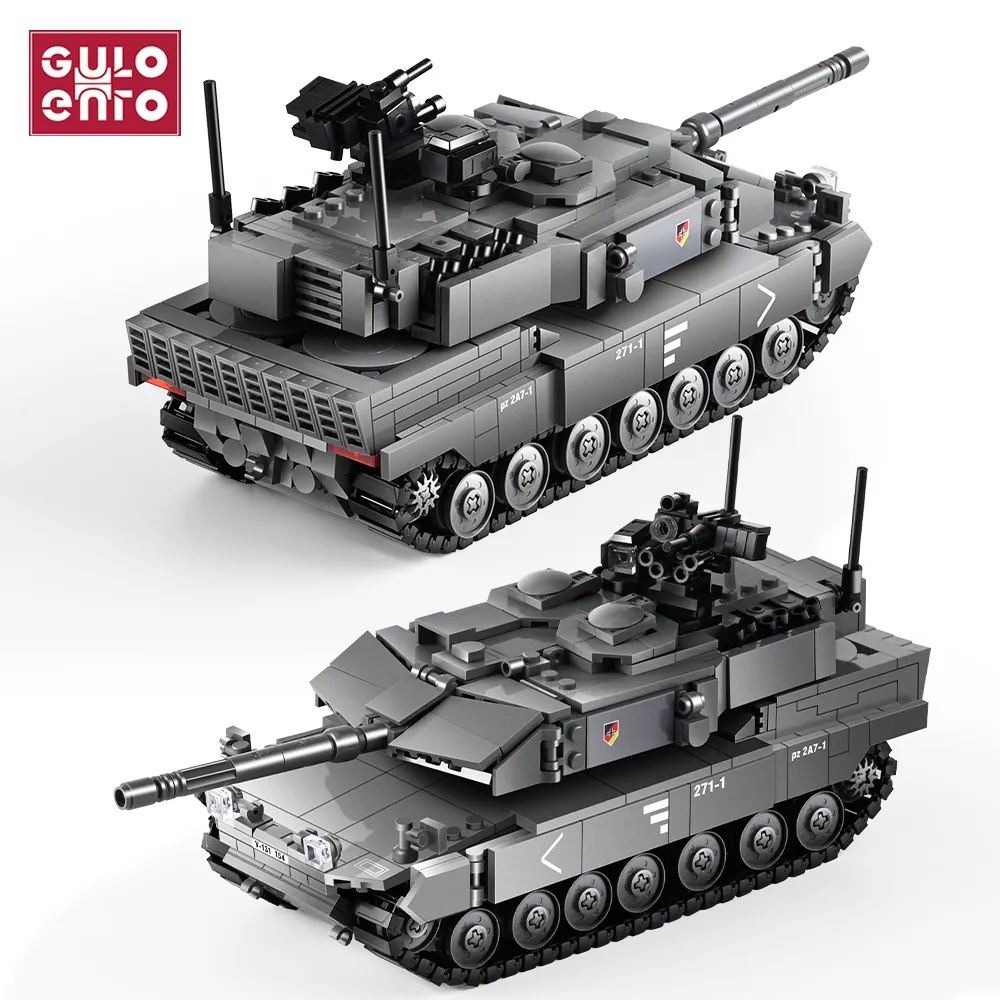 Blocs chars militaires tigre léopard 2A7 Challenger char de combat principal soldat construction WW2 briques armée enfants garçon jouets cadeaux 230322