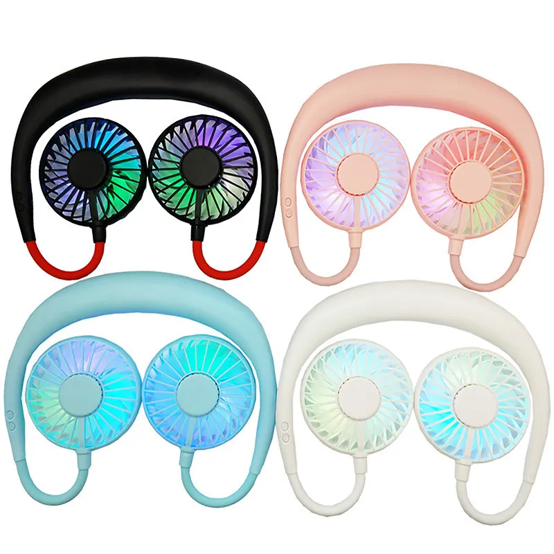 New LED Fans with aromatherapy Foldable Neckband Mini Neck Fan Gift Kids Summer USB Cooling wind Outdoor for Camping Tourism