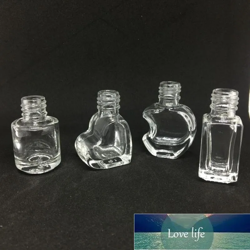 5 ml leere Nagellackflasche aus Glas, herzförmig, rund, quadratisch, transparent, Kosmetikbehälter, Klarglas-Nagelkleberflasche