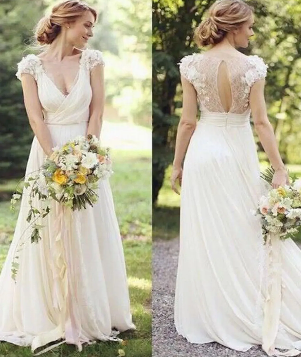 Cap sleeve boho wedding dress 2025