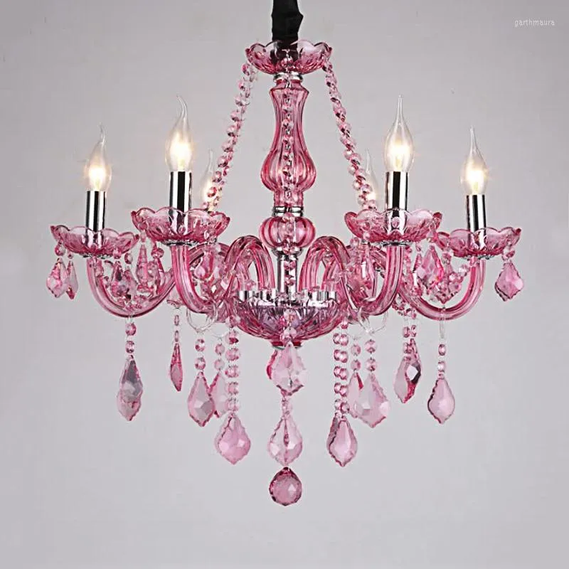 Lampadiers European Princess Room Aestemismo Crystal Light Rose Red Glasselier KTV Salon Salon Villa Creative Pendente Lampada