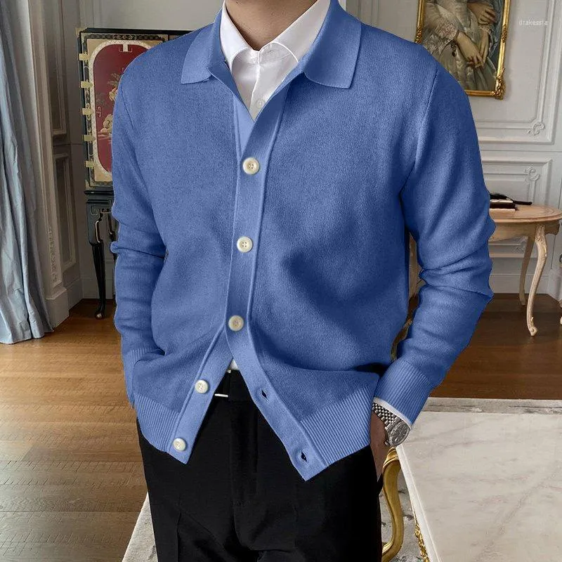 Mens Sweaters Men S Cardigan Fashion Casual Knitted Single Breasted Turn Down Collar Button Long Sleeve Sweater Korean Style Clothes From 20 89 DHgate