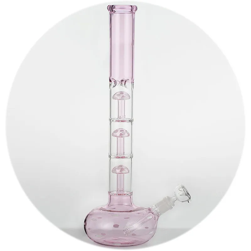 Düz pembe büyük bongs Thriple Mantar Difüzör Dat Chaftable Kök Difüzör Dab Teçhizat 17 inç kalınlığında sigara içme nargile 18.8mm eklem cam bong