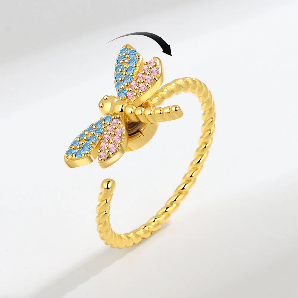 Бестселлеры циркона Dragonfly Ring Кольцо кольцо регулируемое вращающее кольцо