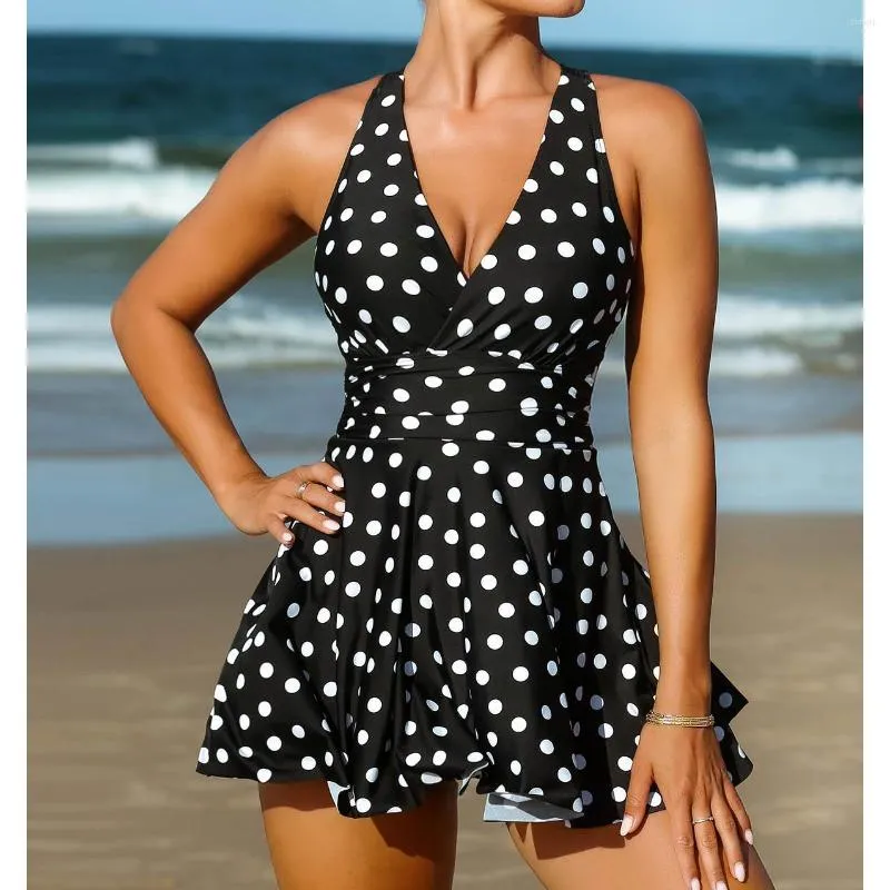 Sexy Dot Print High Waist Two Piece Skirt Swimsuits For Women Loose Fit  Tankini Swimwear For Beach And Pool From Cinda01, $18.35