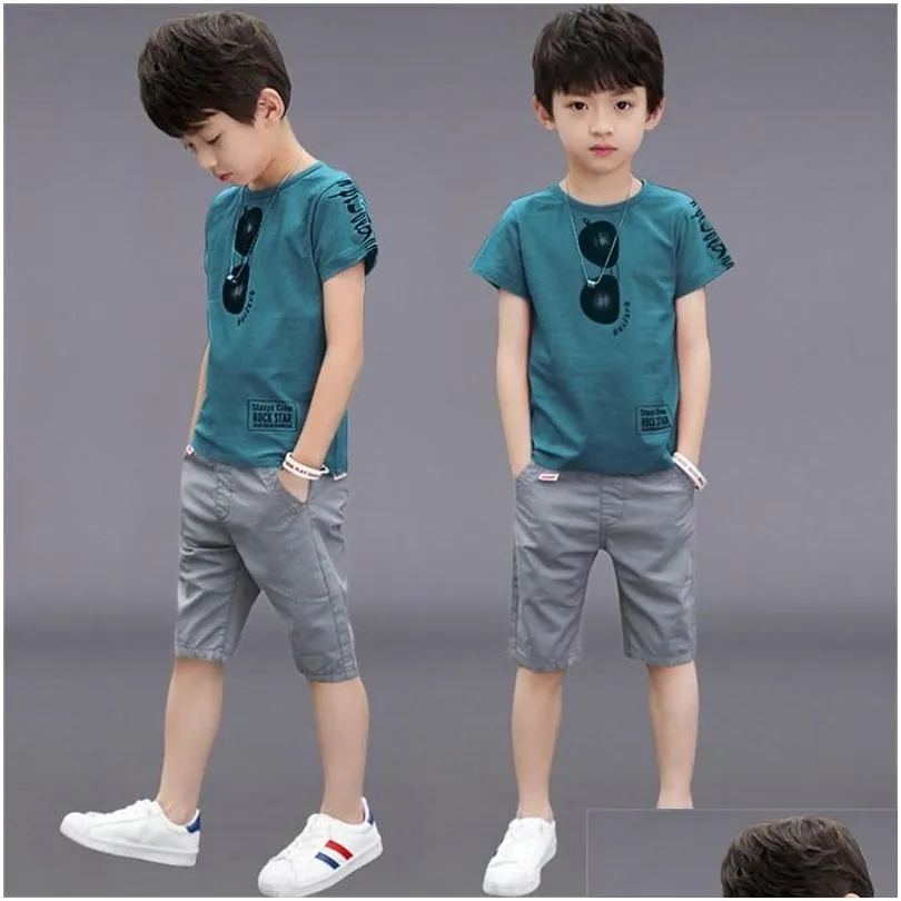 Kleidung Sets Teen Jungen Sommerkleidung Casual Outfit Kinder Trainingsanzug für Sportanzug Kinder 6 8 9 10 12 Jahre 220620 Drop Lieferung Ba Dhkjp